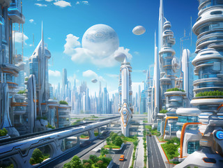 科技城市未来感城市建筑3D建模城市场景